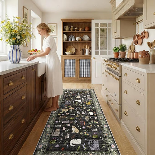 2x5 Washable Rug Runner, Non Slip Low Pile Hallway Cat Runner Rug, Stain - Image 2