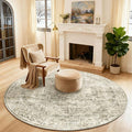 4x4 Round Bedroom Rug Washable: Living Room Rug Stain Resistant Non Slip Low by palohom