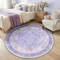 RELEANY Area Rugs Round 5ft Washable Non-Slip, Floral Vintage Distress by RELEANY