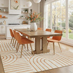 DCX Beige Machine Washable Area Rug 9x12, Midcentury Modern Non Slip Stain - Image 4