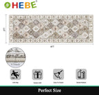 HEBE Hallway Runner Rug 2'x6' Washable Vintage Distressed Area Rugs Non Slip - Image 2