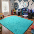Teal Blue Rug Fluffy Rugs, 5x8 Teal Area Rugs by Yongyangjuxi
