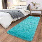 Soft Runner Rugs for Bedroom Hallways, 2x6 Teal Blue Fluffy Shag Throw Area Rug - Image 8