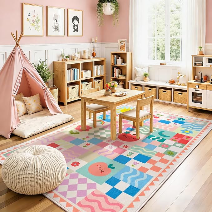 3x5 Washable Kid Bedroom Rug for Girls, Soft Non-Slip Toddler Playroom Carpet - Image 2