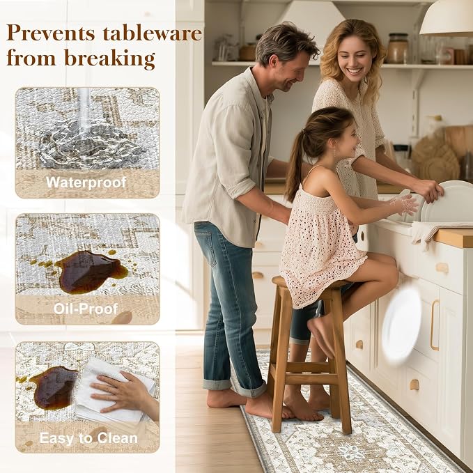 Boho Kitchen Mats for Floor 2 Piece Set Anti Fatigue Cushioned PVC Kitchen Rugs - Image 5