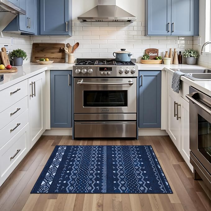 SERISSA 2x3 Rugs for Entryway, Washable Non-Slip Blue and White Small Area Rug - Image 2