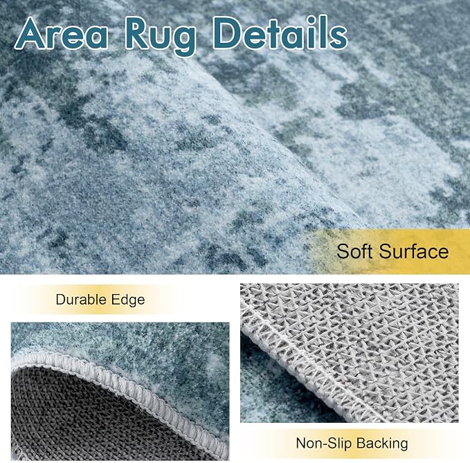 6x9 Ft Area Rugs for Living Room, Soft Non-Slip Washable Rugs Modern Abstract - Image 5