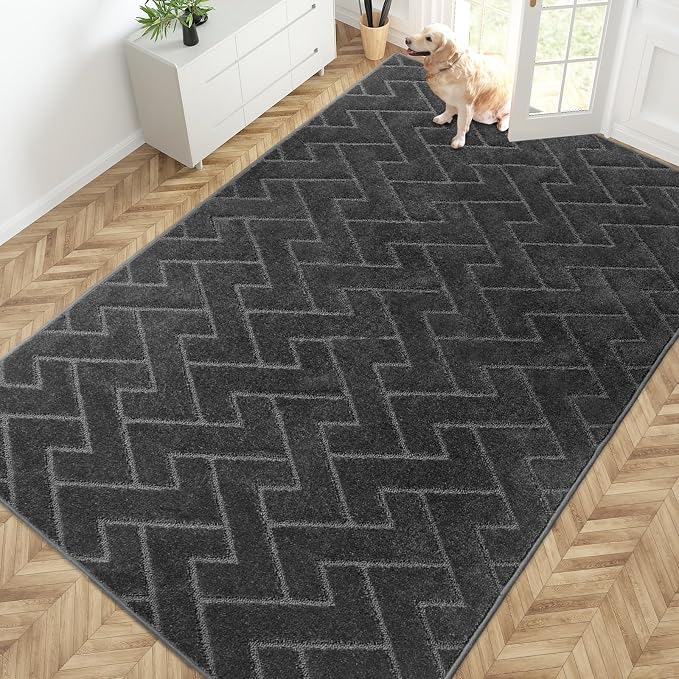 PURRUGS Easy Care Area Rug 6ft x 9ft, Non-Slip Machine Washable Entry Rug by PURRUGS