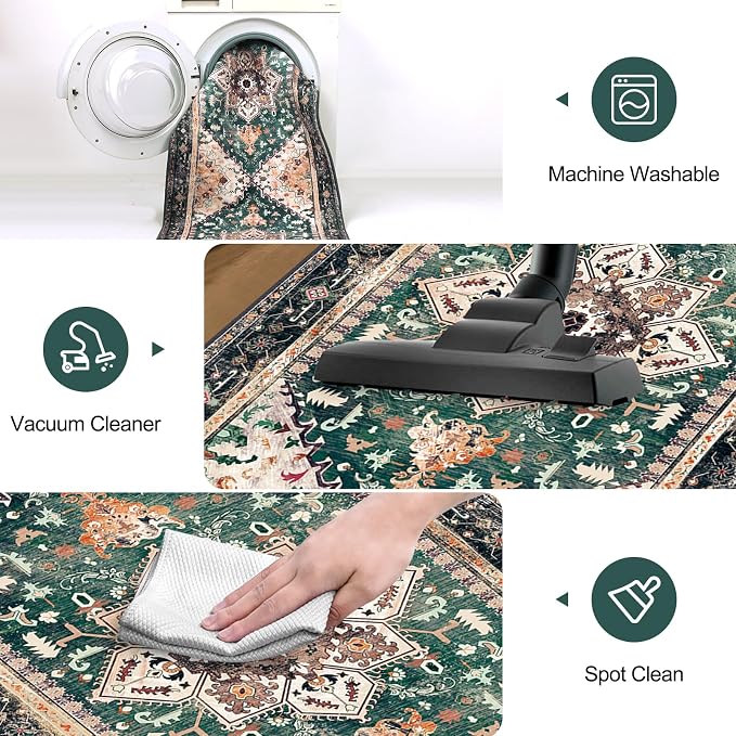 Yamaziot Washable Runner Rug, 2x8 Non-Slip Boho Vintage Hallway Rug Runner - Image 6