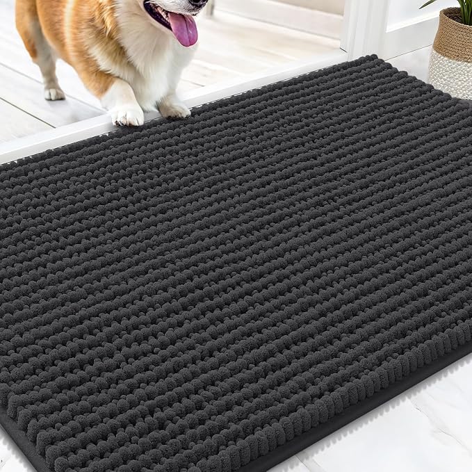 OLANLY Dog Door Mat for Muddy Paws 30x20, Ultra Absorbent Chenille Mud Doormat by OLANLY
