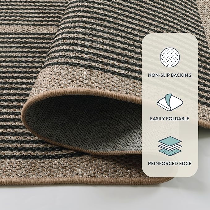 Lahome Enfys Modern Rainbow Easy Jute Office Rug, Outdoor Patio Rug 4x6 - Image 4