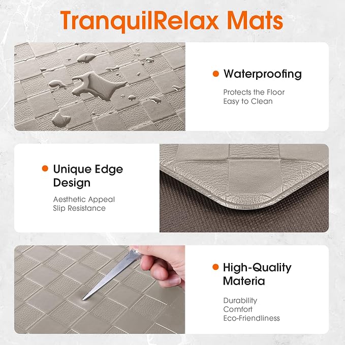 TranquilRelax 2-Piece Anti-Fatigue Kitchen Mats, Cushioned Non-Slip Waterproof - Image 3