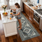 Lessymo Washable Runner Rug for Hallway, Floral Medallion Vintage Rugs - Image 2