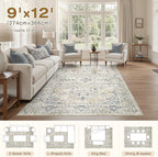 cotiled 9x12 Area Rug Machine Washable Vintage Carpet - Image 7
