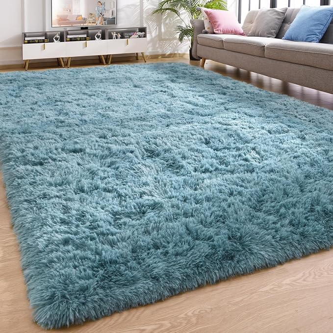 YJ.GWL Area Rugs for Living Room Bedroom, 4x6 Machine Washable Large Teal Carpet by YJGWLHomeDecor