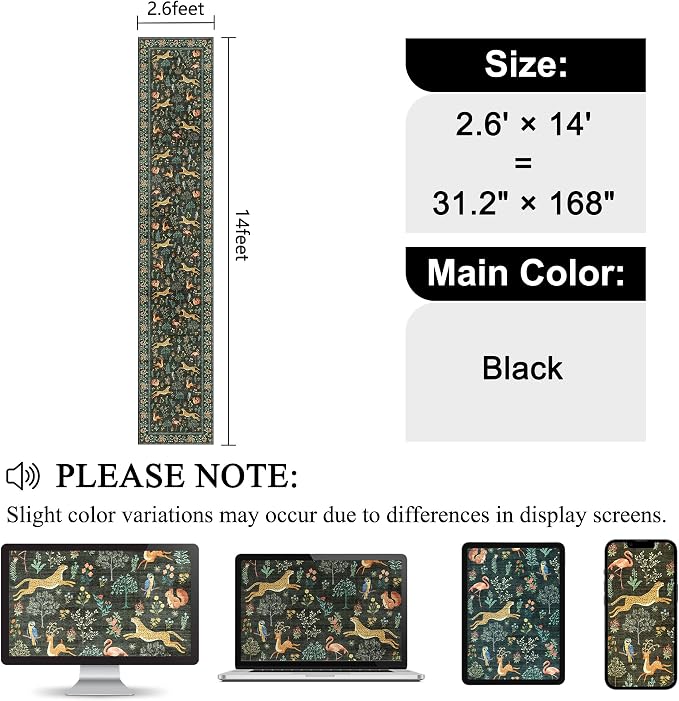 DUKINO 2.6x14 Hallway Runner Rug, Vintage Washable Long Kitchen Rug - Image 2