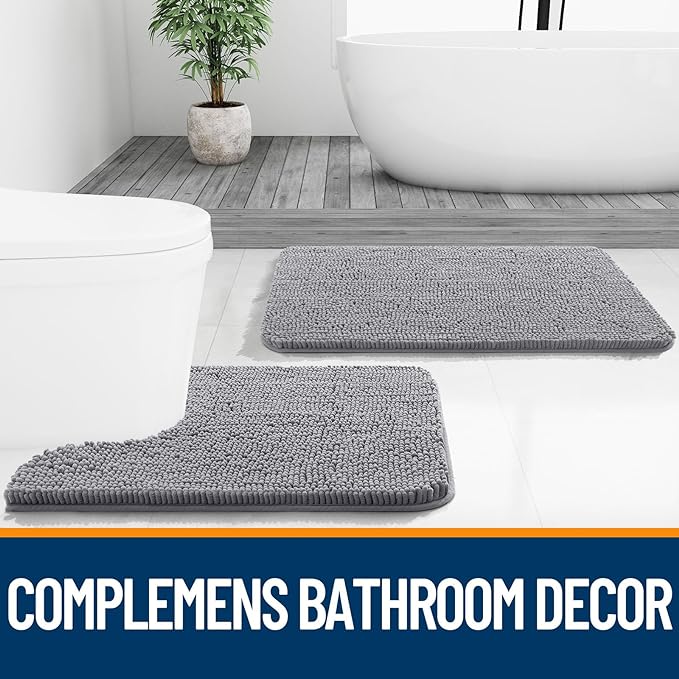 OLANLY Small Bathroom Rugs 24x16, Extra Soft Absorbent Chenille Bath Rugs - Image 7