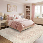 Latte&Fog 8x10 Pink Rugs for Living Room, Washeble Vintage Rugs for Girls - Image 4