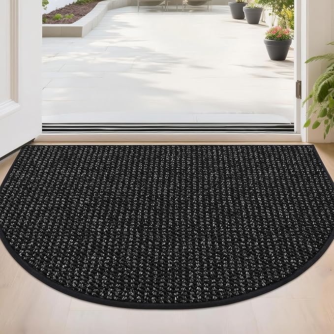 BEQHAUSE Dirt Trapper Door Mat 24" x 36" Half Circle Non-Slip Washable Doormats by BEQHAUSE