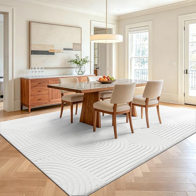 Pauwer 6x9 Washable Area Rugs for Living Room Modern White Solid Color Soft - Image 8