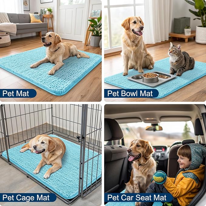 Smiry Dog Door Mat for Muddy Paws 36x24, Absorbent Dirt Trapper, Non-Slip - Image 6