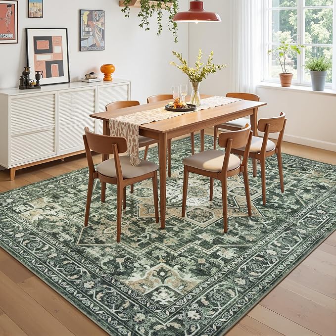 Lessymo Washable 8×10 Green Area Rugs - Image 3
