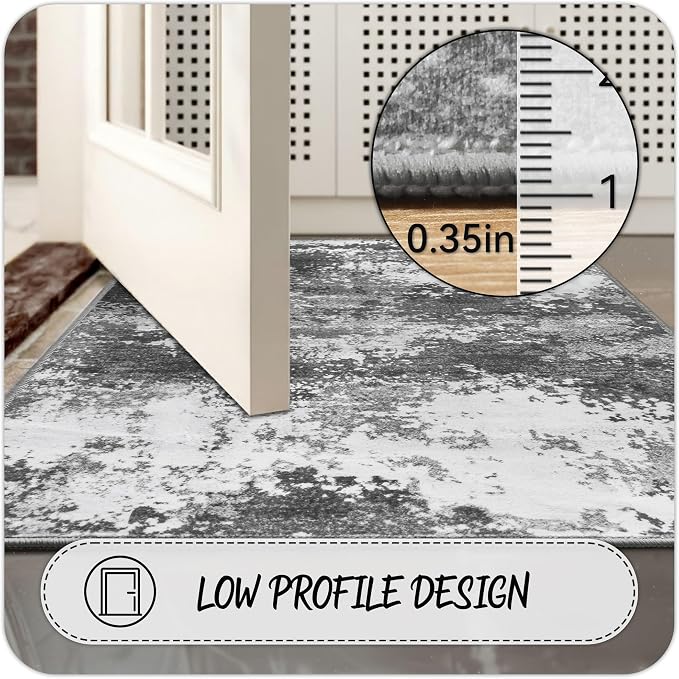 Grey 2x5 Washable Entryway Runner Rug Non Slip - Image 6
