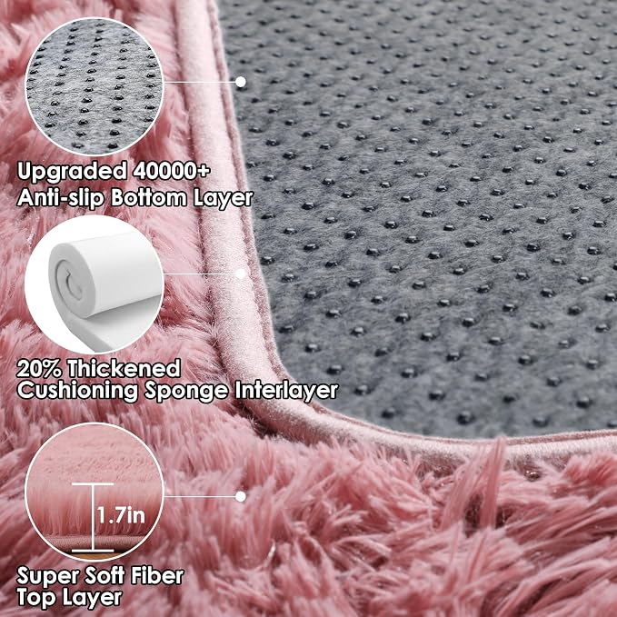 ONASAR Blush Rugs for Living Room Bedroom, Fluffy 5x8 Bedside Area Rug - Image 3