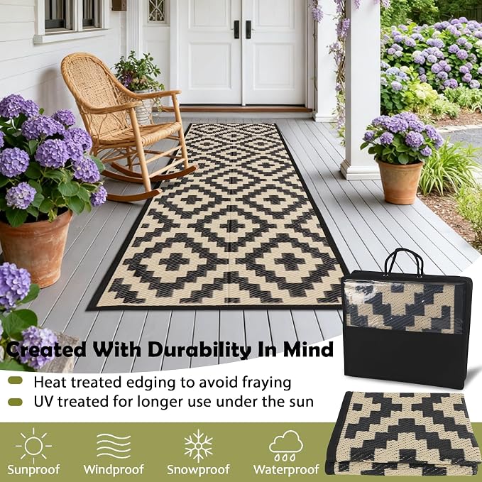 SAND MINE Reversible Mats, Plastic Straw Rug, Modern Area Rug, Large Floor Mat - Image 4