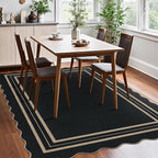 Scalloped 5x7 Rug for Living Room, Easy Jute Washable Outdoor Patio Carpet - Image 8