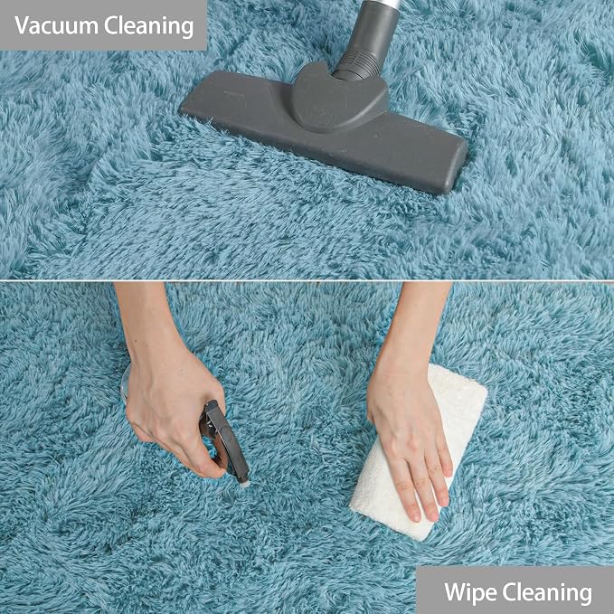 YJ.GWL Fluffy Runner Rugs for Bedroom Living Room Soft Shag Teal Rug 2x6 Feet - Image 7