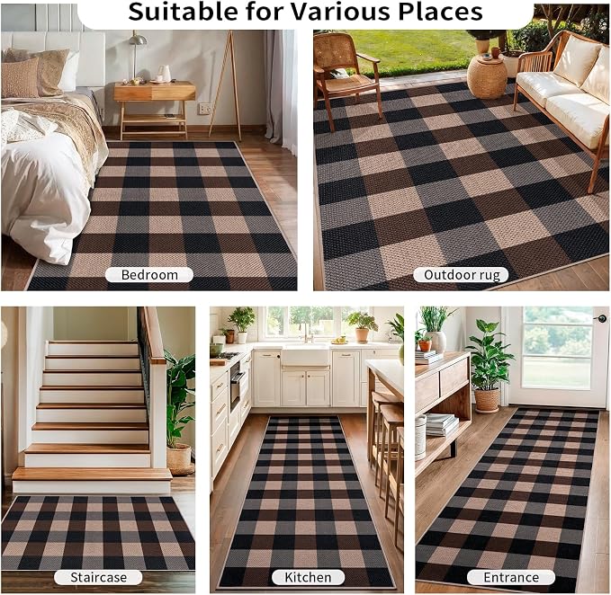 Tangsoo Checkered Easy Jute Rug, 3x5 Washable Area Rug - Image 8