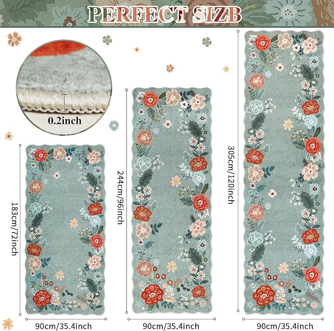 3x8 Runner Rug, Washable Kitchen Rugs - Image 2