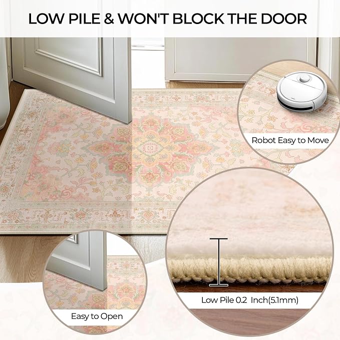 CAPALOCA Machine Washable Rugs Nursery Rug 3x5 Cute Girl Non Slip Low Pile - Image 6