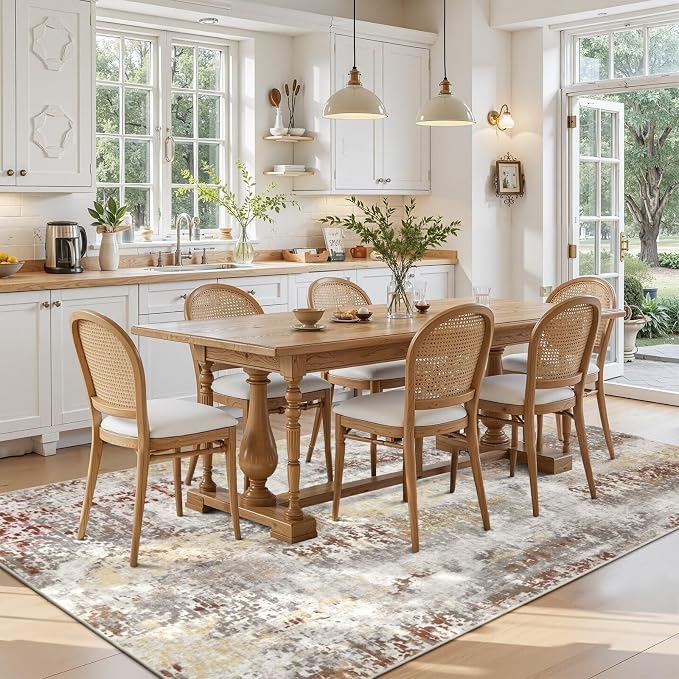 Toneed Abstract Area Rug 5x7 Modern Washable Rug Soft Non Slip Rug Low Pile - Image 3