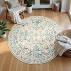Wonnitar Floral Round Rugs 6ft, Boho Large Machine Washable Circle Rug - Image 7