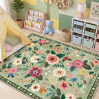 RELEANY Floral 5x7 Area Rugs Washable Print Boho Cute Carpet Non Slip Flower - Image 9