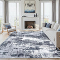6x9 Area Rugs for Living Room Washable: Abstract Soft Thin Low Pile Black Rug by Oriannal