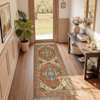RELEANY Area Rugs Runner 2'x6' Washable Non-Slip, Floral Vintage Distress by RELEANY