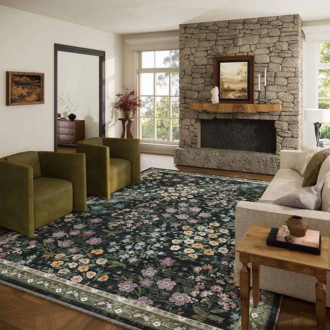 10x12 Area Rugs Living Room: Washable Rug Non Slip Stain Resistant Low Pile by palohom