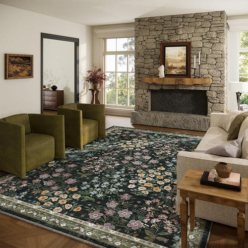 10x12 Area Rugs Living Room: Washable Rug Non Slip Stain Resistant Low Pile by palohom