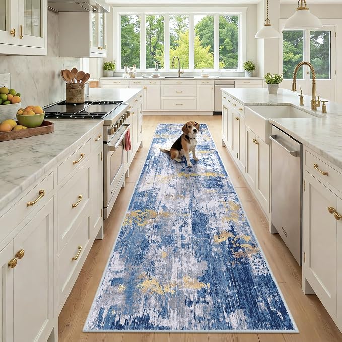 RELEANY Washable Area Rugs 2'6"x10 Non-Slip Modern Abstract Soft by RELEANY