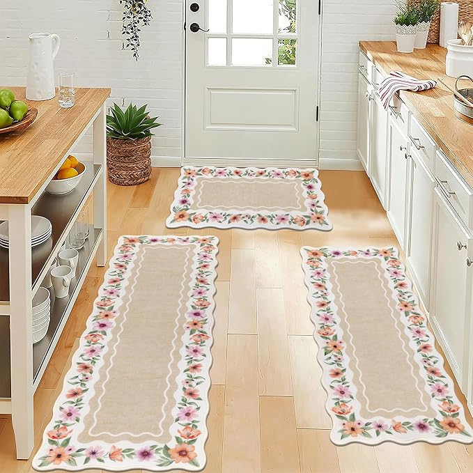 Vaukki Boho Kitchen Rug Sets 3 Pieces, Washable Kitchen Mats - Image 5