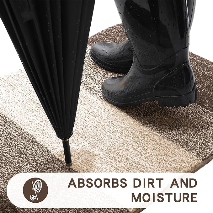 Kitinjoy Indoor Outdoor Door Mat, 47x24 Non-Slip Absorbent Dirt Trapper - Image 2