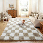 KICMOR 5x7 Beige and Cream White Area Rugs Fluffy Living Room Carpet, Large by KICMOR