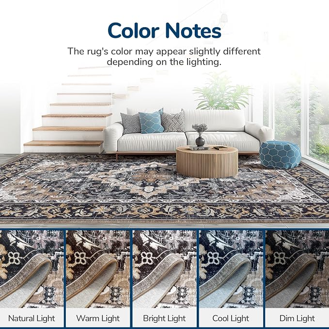 Lessymo 9 x 12 Area Rugs for Living Room, Machine Washable Area Rugs Boho Faux - Image 9