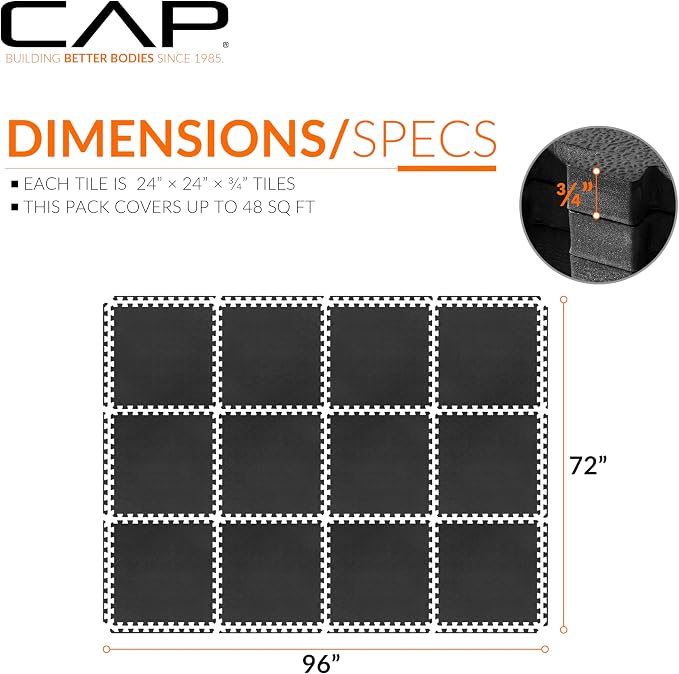 CAP Puzzle Exercise Mats | 3/4” Thick EVA Interlocking Foam Tiles - Image 4