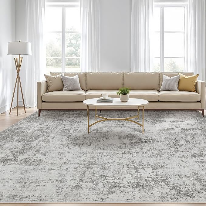10x14 Area Rugs Living Room: Washable Large Abstract Neutral Modern Soft Rug - Image 5