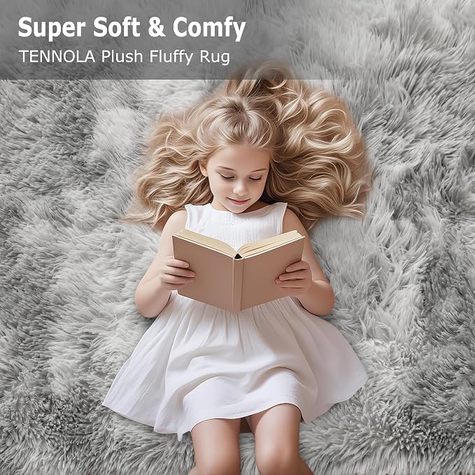 2x3 ft Shaggy Tie Dyed Grey Rug Small, Fluffy Furry Area Rugs - Image 9