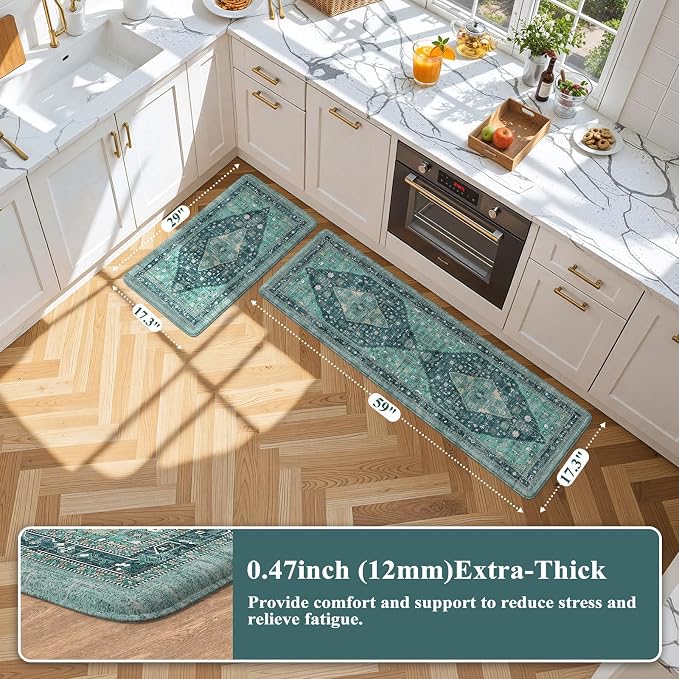 Collive Farmhouse Anti Fatigue Kitchen Mat, Cushioned Kitchen Rug Sets of 2 - Image 2